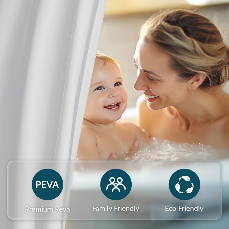 Titanker White Shower Curtain Liner 72 x 72 Plastic Shower Liner Washable Inside Shower Curtain Liner PEVA Shower Curtains for Bathroom with Magnets and Rustproof Metal Grommet Holes - Image 2